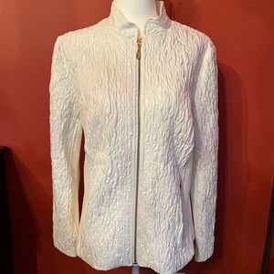 Women’s White Chico Front Zip Jacket